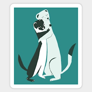 Weasel hugs in teal Magnet